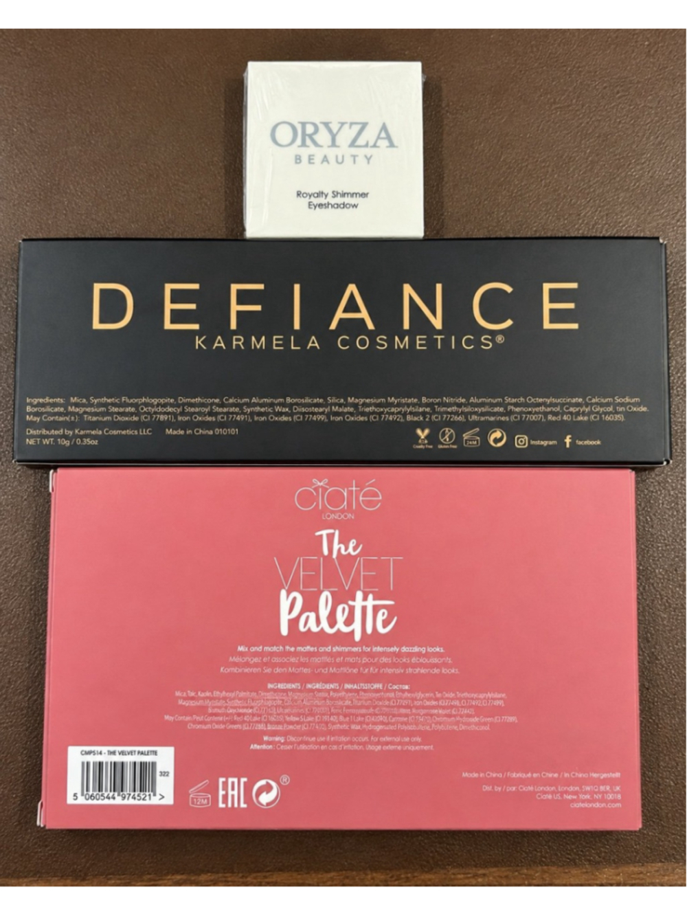 Ciate Defiance Oryza Eyeshadow Palette 3pc Makeup Bundle Neutral Shimmer